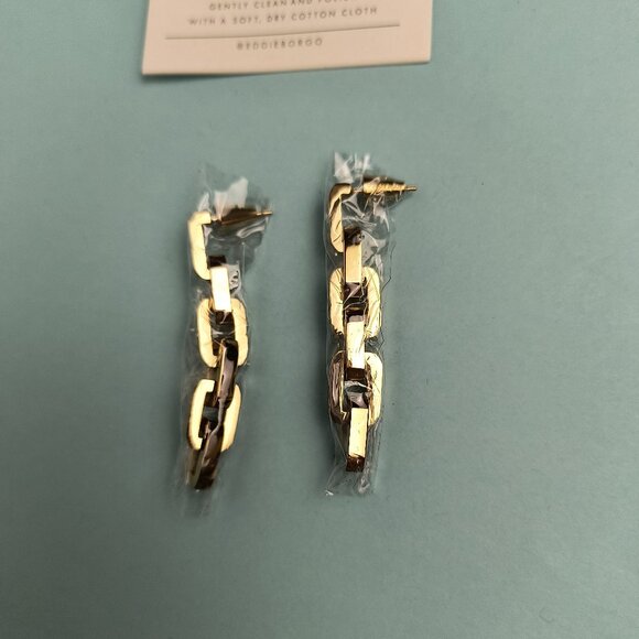 Eddie Borgo Chain Link Earrings Gold Tone Statement - Picture 6 of 7